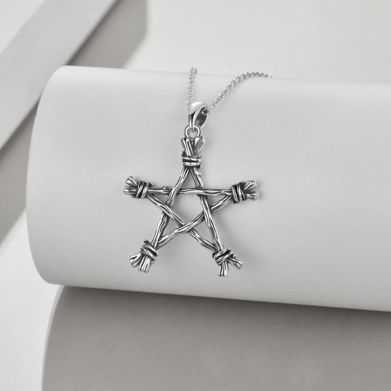 Sterling Silver Gothic Punk Witch Pentagram PSupernatural Merchandise endant Jewellery