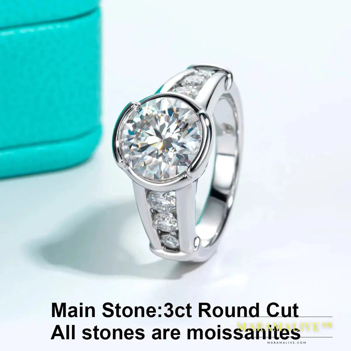 3ct Round Cut D Color Moissanite Engagement Rings 18K Gold Plated Luxury Wedding Band Ring Jewelry