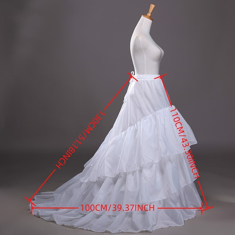 1PC Elegant Lotus Leaf Trailing Wedding Skirt Bustle Three Layers Of Petticoat Adjustable Waist Fluffy Petticoat