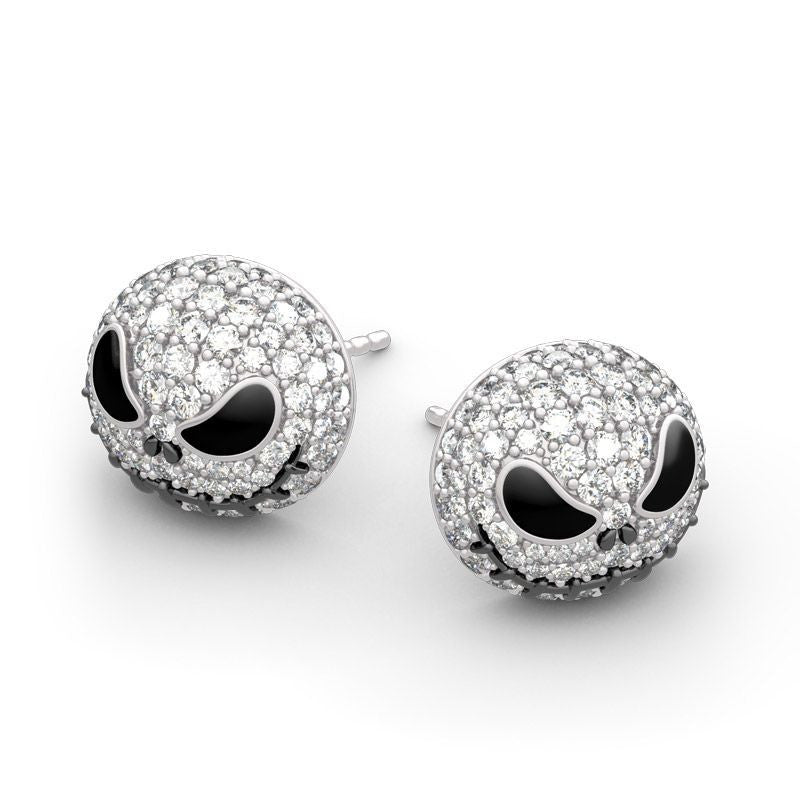 The nightmare before christmas jack skellington Silver Halloween Skull Personality Fashion Earrings by Maramalive™.