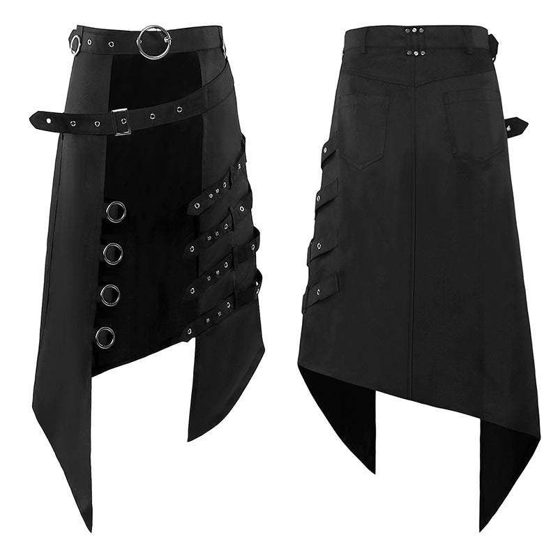 European And American Dark Punk & Rock Ashes Symmetrical Skirt