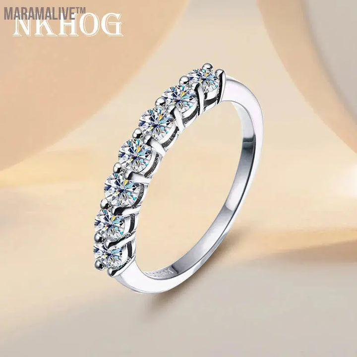 3mm 0.7ct D Color VVS1 Moissanite Rings Platinum Plated 925 Sterling Silver Wedding Band Diamond Engagement Ring Jewelry Gift