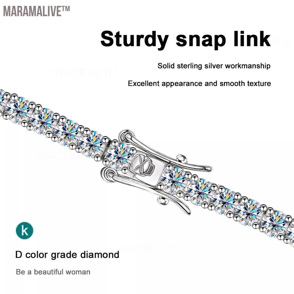 3mm 4mm Moissanite Tennis Bracelet Full Diamond GRA 925 Silver Plated 18k Wedding Party Jewelry Bracelets for Women Man