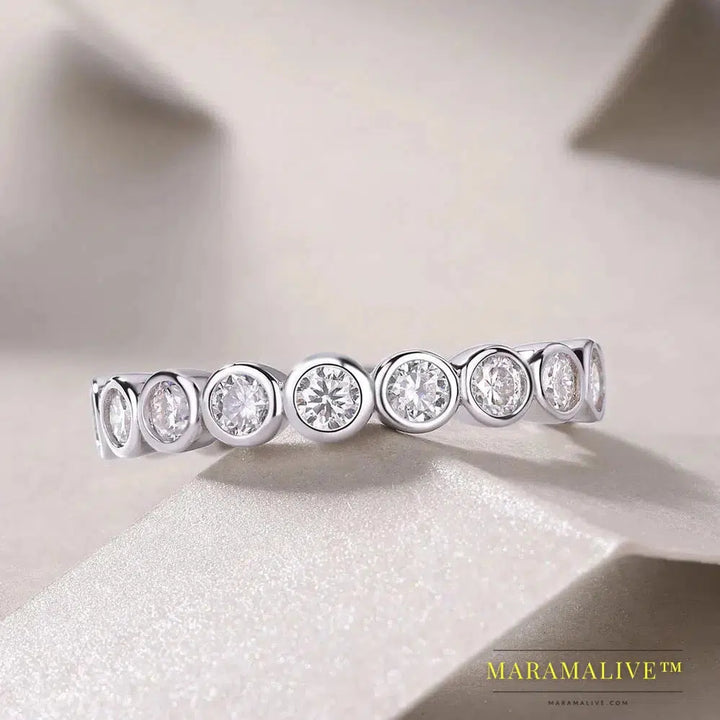 3mm Round Moissanite Ring s925 Sterling Sliver Plated 18k White Gold Fine Jewelry Wedding Engagement Rings For Women