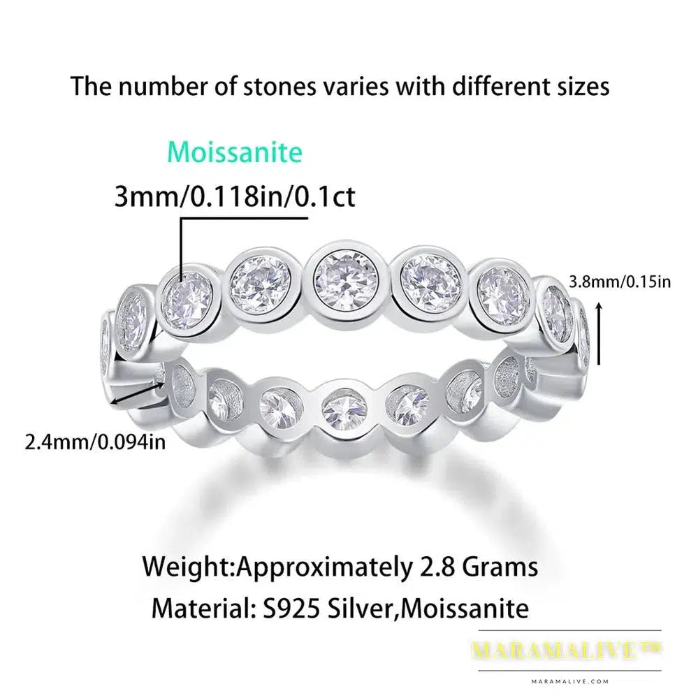 3mm Round Moissanite Ring s925 Sterling Sliver Plated 18k White Gold Fine Jewelry Wedding Engagement Rings For Women