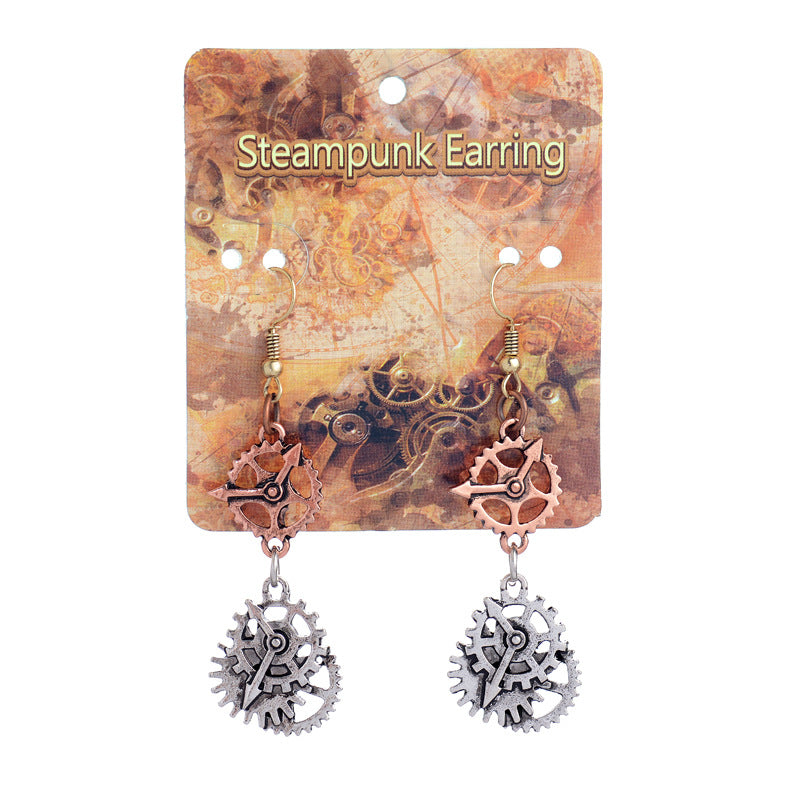 A pair of Maramalive™ Steamopunk Personalized Watch Needle Gear Earrings.