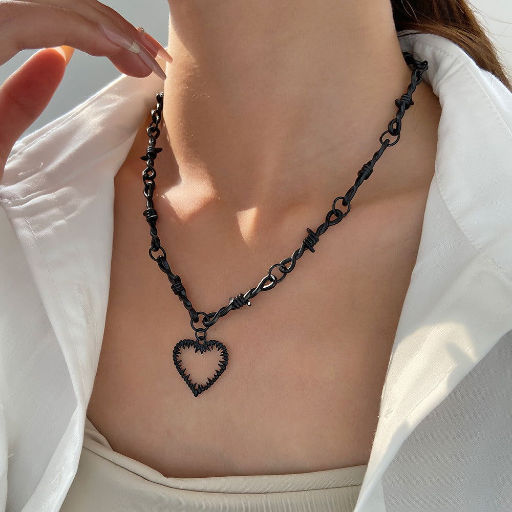 Gothic Dark Thorn Heart Necklace