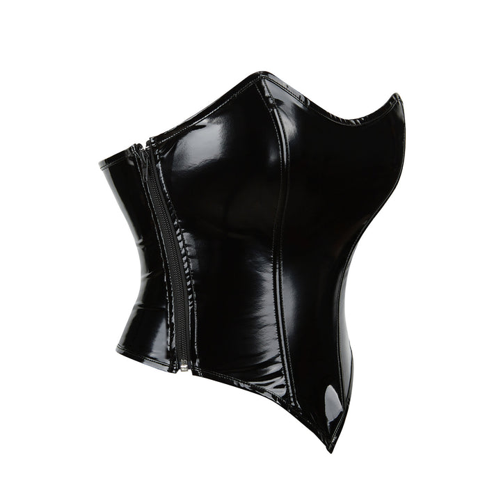 A Maramalive™ Gothic Zippered Leatherette Corset Shapes Your Body on a white background.
