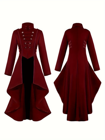 Button Decor Costumes, Vintage Pirate Vampire Gothic Jacket Coat, Women's Clothing
