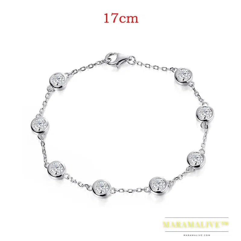 4/5mm Classic Bubble Moissanite Bracelet for Women 8 Stones Sparkling Lab Diamond Tennis Bracelet 925 Sterling Silver GRA