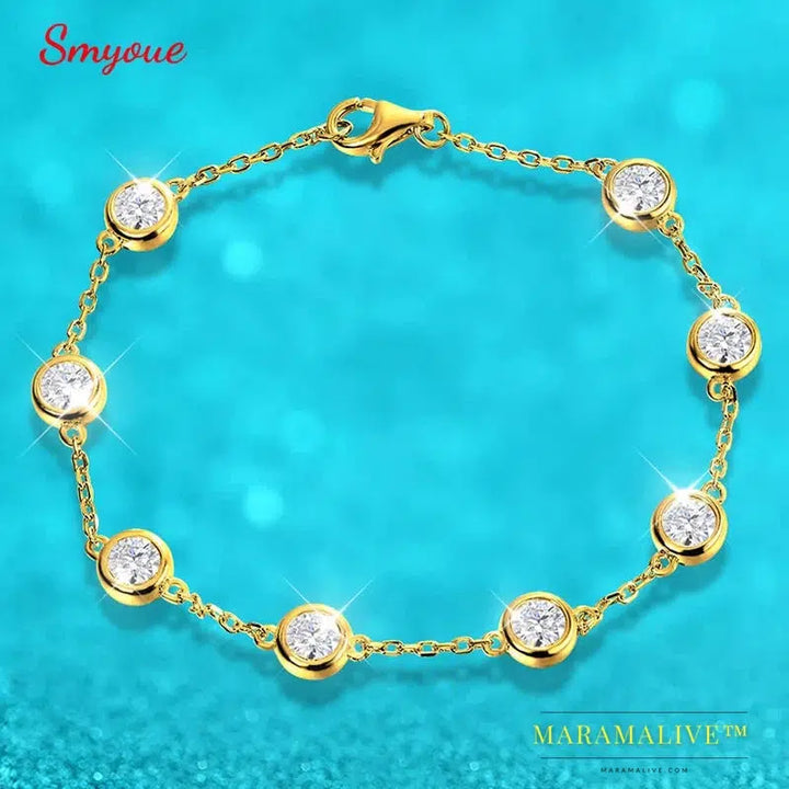 4/5mm Classic Bubble Moissanite Bracelet for Women 8 Stones Sparkling Lab Diamond Tennis Bracelet 925 Sterling Silver GRA