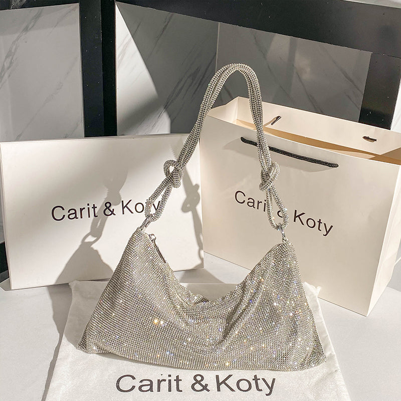 The New Trendy Light Luxury Full Diamond Underarm Bag Niche Design Diamond-studded Single