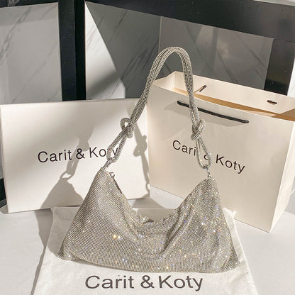 The New Trendy Light Luxury Full Diamond Underarm Bag Niche Design Diamond-studded Single