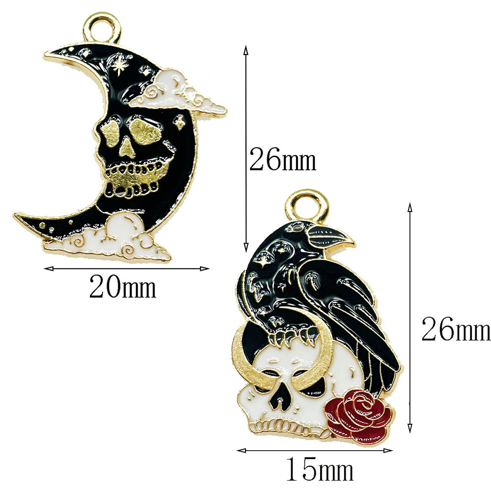 Two Gothic Black Crow Pendants with roses on them by Maramalive™.