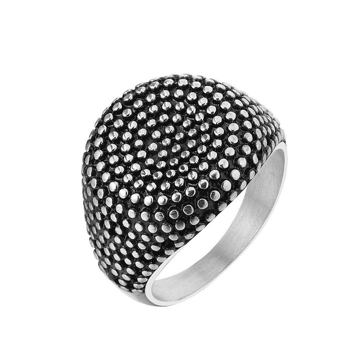A Titanium Punk Biker Men's Club Ring with black dots on it from Maramalive™.