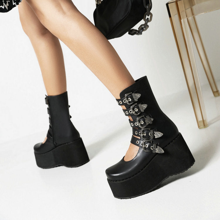 Punk Rivet Thick Bottom Platform Female Ankle Boots