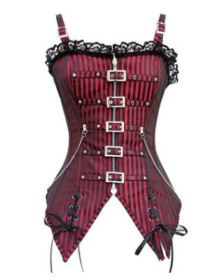 A Steamy Gothic Corset by Maramalive™, red and black striped.