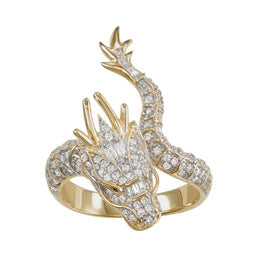 A Golden Dragon Diamond Ring with diamonds in yellow gold from Maramalive™.