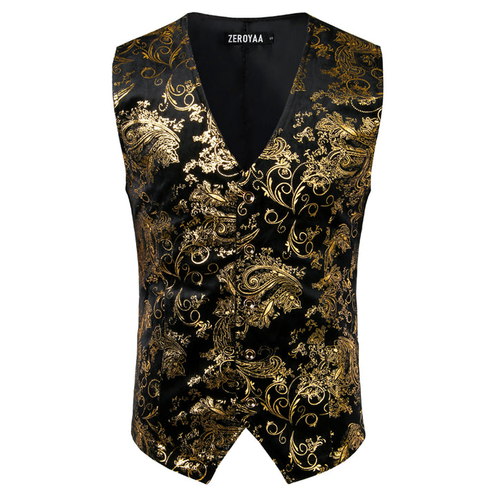 Steampunk Gold Vest for Groomsmen Gold on Black