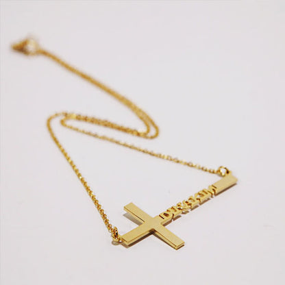 A Maramalive™ Cross Necklace Personalized Name Stainless Steel Clavicle Necklace Place your Name, Her Name on this Beautiful Piece of Jewelry.
