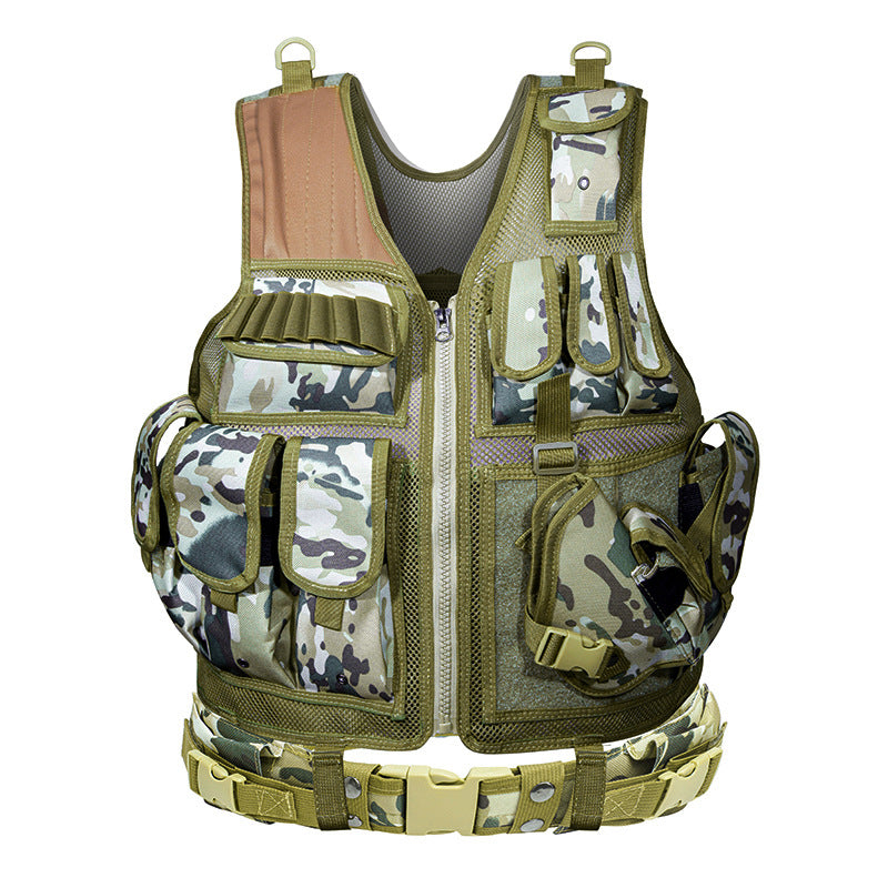 Equipped with tactical vest and vest
