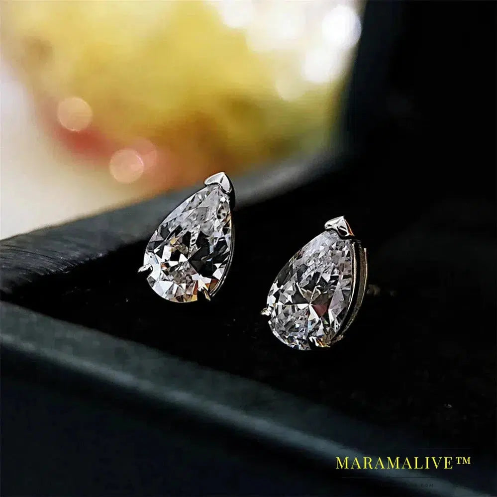 4CT Pear Cut Moissanite Diamond Earrings With GRA 100% S925 Sterling Silver Waterdrop Stud Earring for Women Men Fine Jewelry