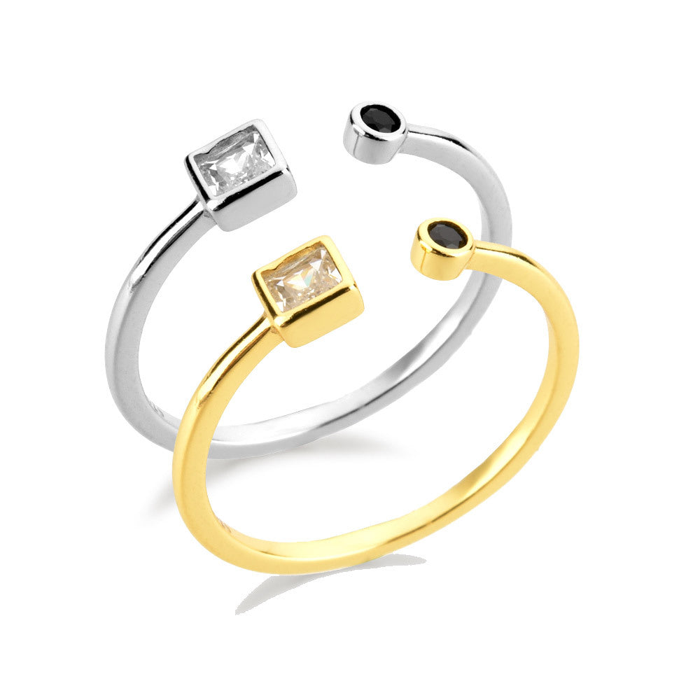 A pair of Maramalive™ Women's Stylish Round Open Ring with diamonds.
