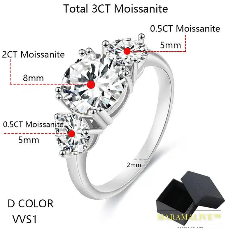 4ct 100% Moissanite Diamond Ring for Women 18K Yellow Gold Wedding Band Bridel Jewelry S925 Sterling Silver GRA