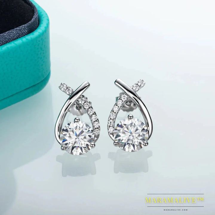 4cttw D Color Moissanite Diamond 18K Gold Plated 925 Sterling Silver Stud Earrings For Woman Gifts