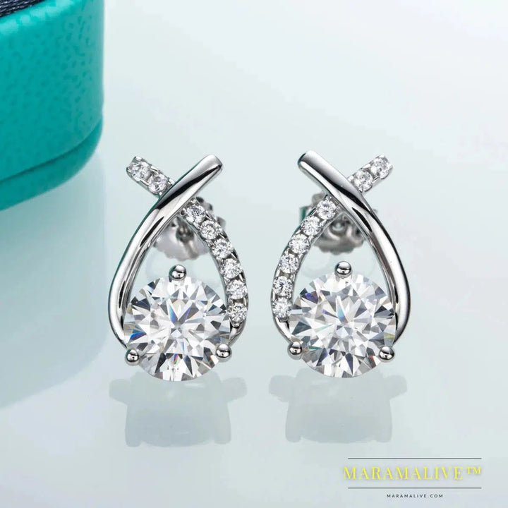 4cttw D Color Moissanite Diamond 18K Gold Plated 925 Sterling Silver Stud Earrings For Woman Gifts