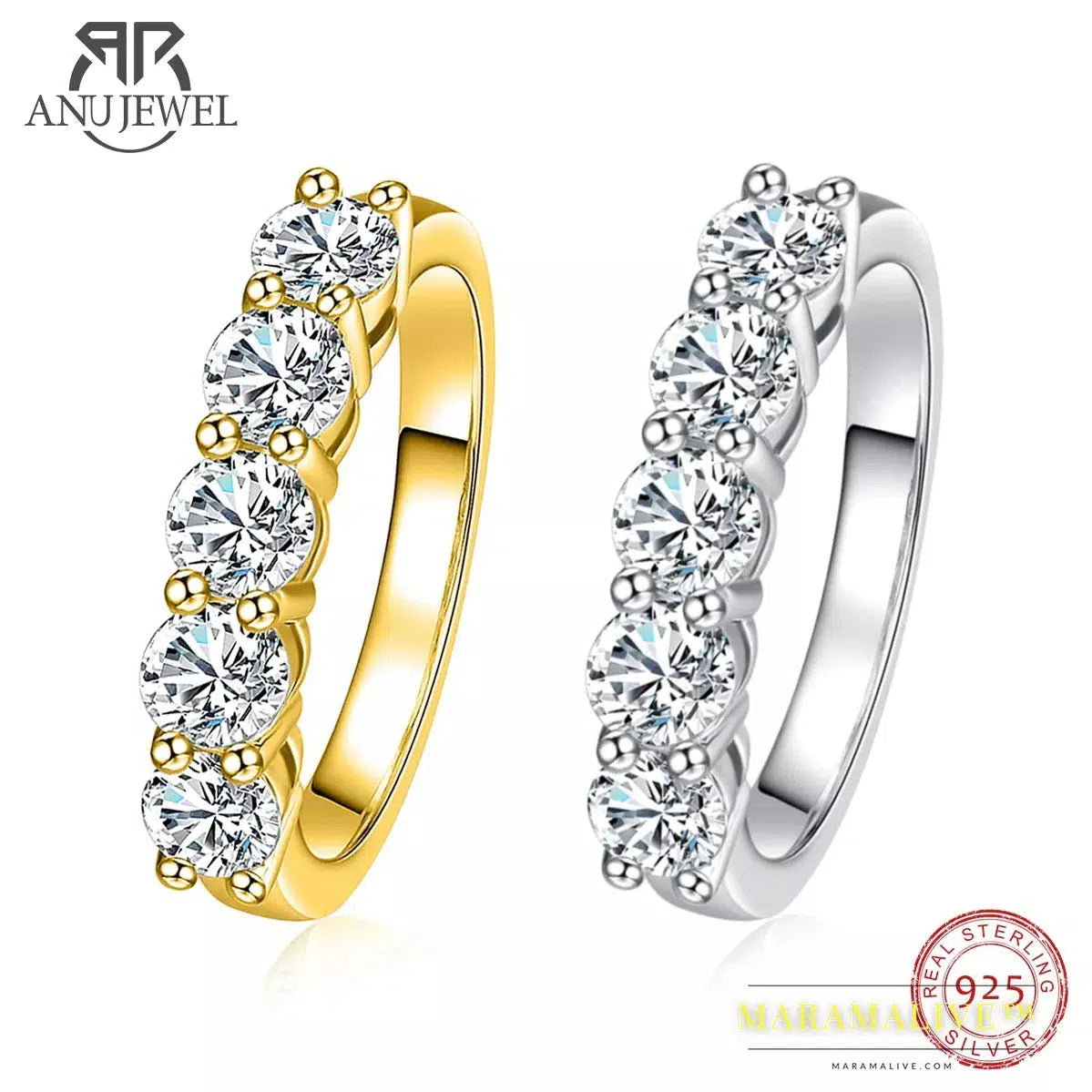 4mm D Color Moissanite Wedding Band Ring 925 Sterling Silver 18K Gold Plated Eternity Band Engagament Rings