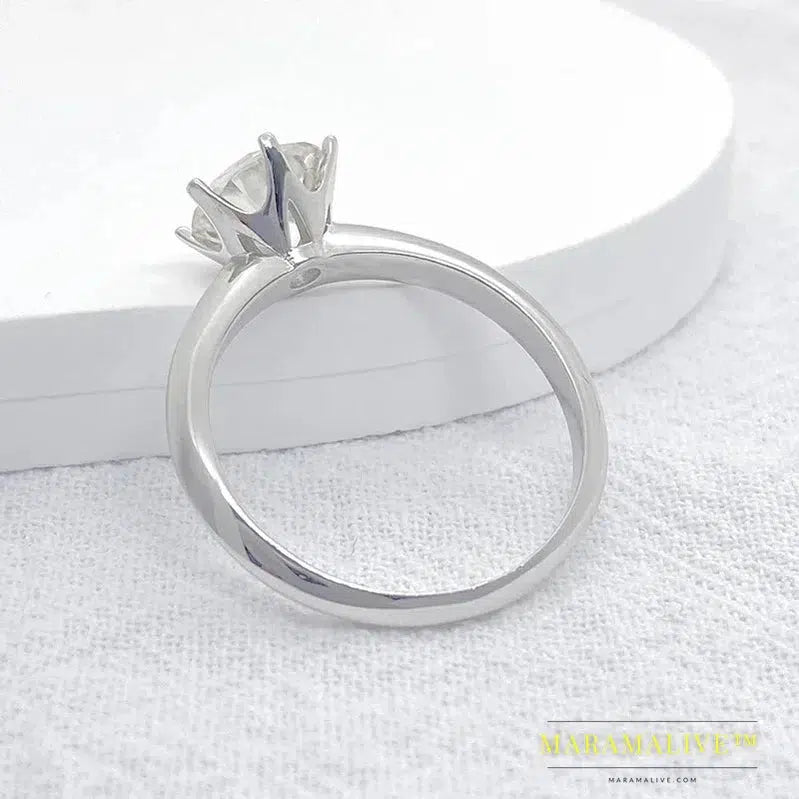 5 Carat Moissanite Ring For Women Sterling Silver Plated White Gold D Color Diamond Engagement Wedding Band Fine Jewelry