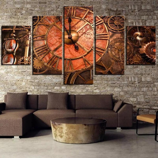 A Steampunk Watch And Five Couplets by Maramalive™ on a wall in a living room.