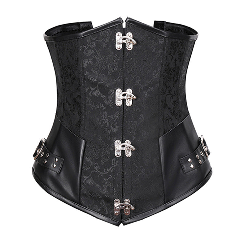 A black New Gothic Retro Women's Waist Belt Clip Waist Seal with metal buckles and straps from Maramalive™.