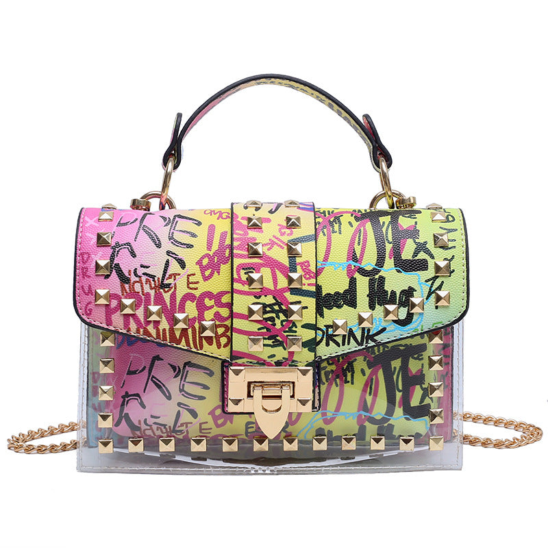 Studded Graffiti All-match Picture And Mother Shoulder Messenger Bag
