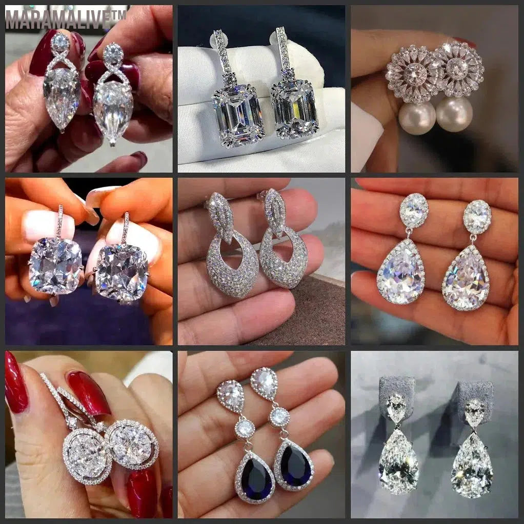 52 Styles Lab Moissanite Dangle Earring 925 sterling silver Jewelry Party Wedding Drop Earrings for Women Bridal Birthday Gift