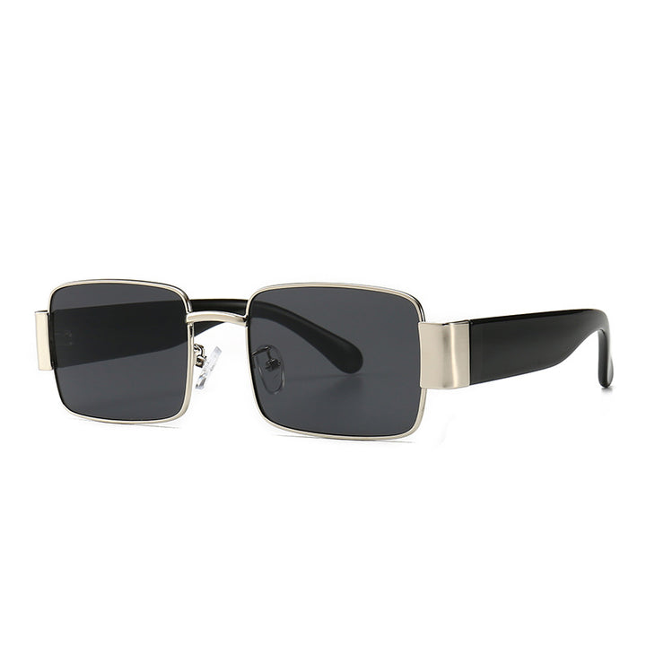 A pair of Maramalive™ Men's square box steampunk metal sunglasses on a white background.