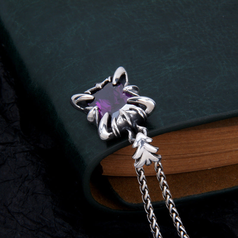 The Purple Potentate: Amethyst Gothic Men's Pendant by Maramalive™ on a sterling silver chain.