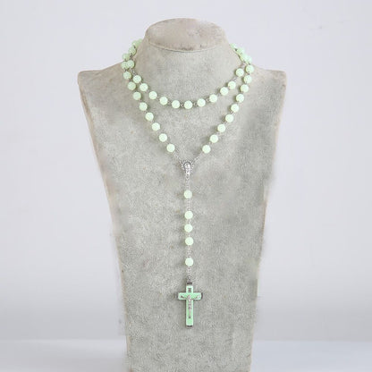 Luminous rosary cross necklace