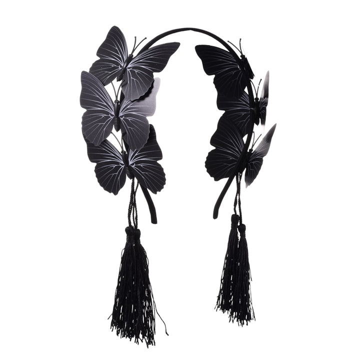 Gothic tassel black butterfly headband with plastic tassels by Maramalive™.