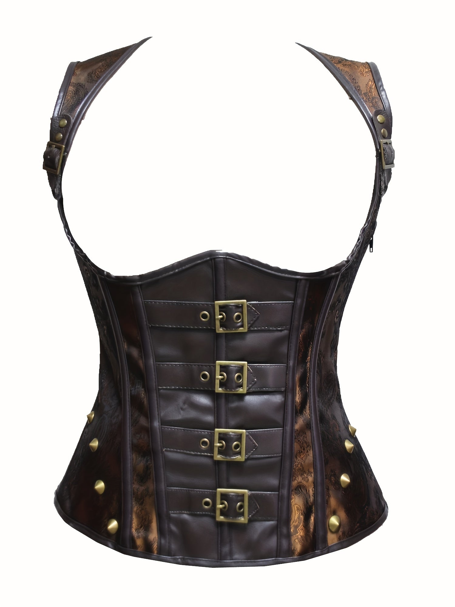 Punk Lace Up Buckle Decor Corset Vest, Vintage Sleeveless Bodice Carnival Costume, Women's Clothing