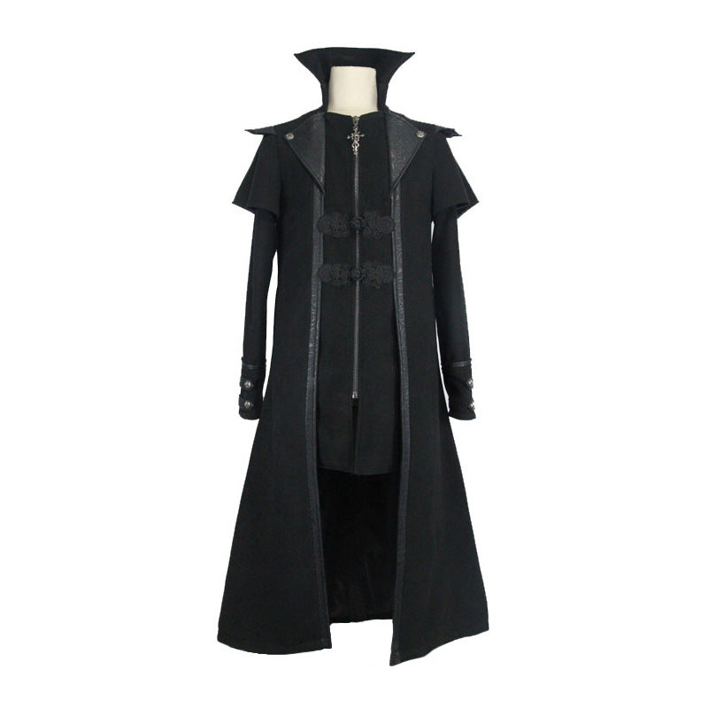 A man wearing a Manufacturer Straight For Gothic Lords Medieval Punk coat, branded as Maramalive™.