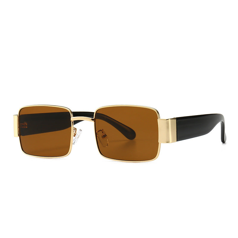 A pair of Maramalive™ Men's square box steampunk metal sunglasses on a white background.