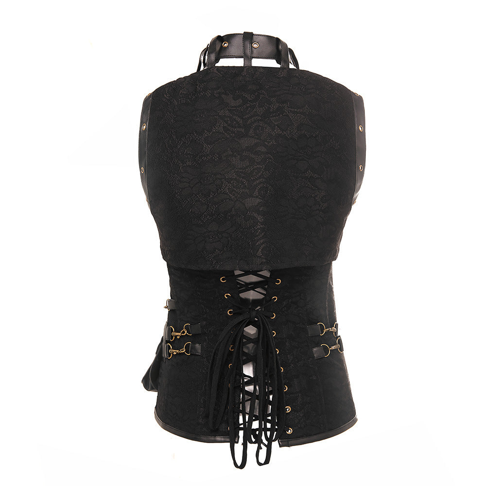 A Ladies Fashion Retro Gothic PU Slim Fit Belly Sexy Corset with belts and buckles by Maramalive™.