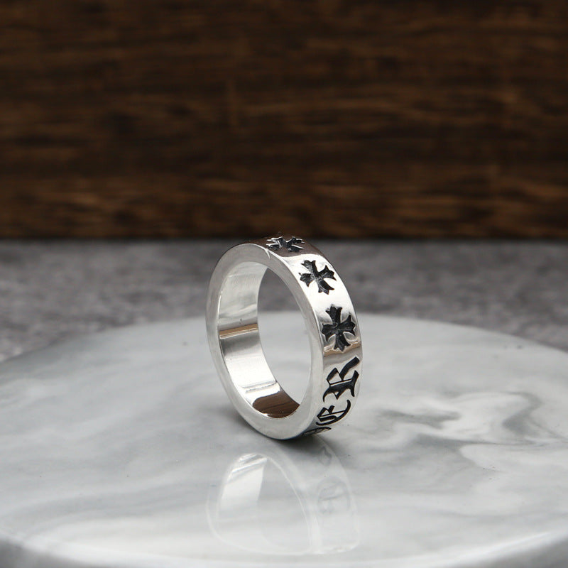 A Gothic Cross Ring with words on it, by Maramalive™.