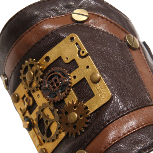 Maramalive™ Steampunk Industrial Revolution Gear Leather Armband with gears on them.