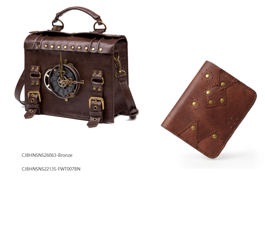 A Maramalive™ Steampunk ladies long wallet For Adventurers with a clock on it.