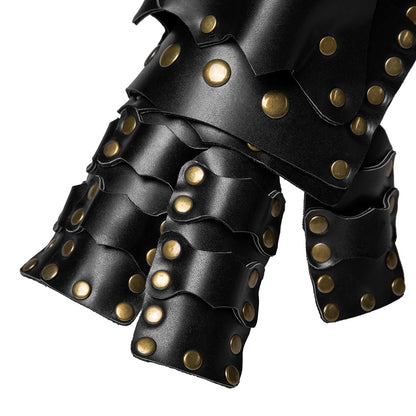 A Steampunk Vegan-Friendly PU Leather Arm Cover with studs on it by Maramalive™.