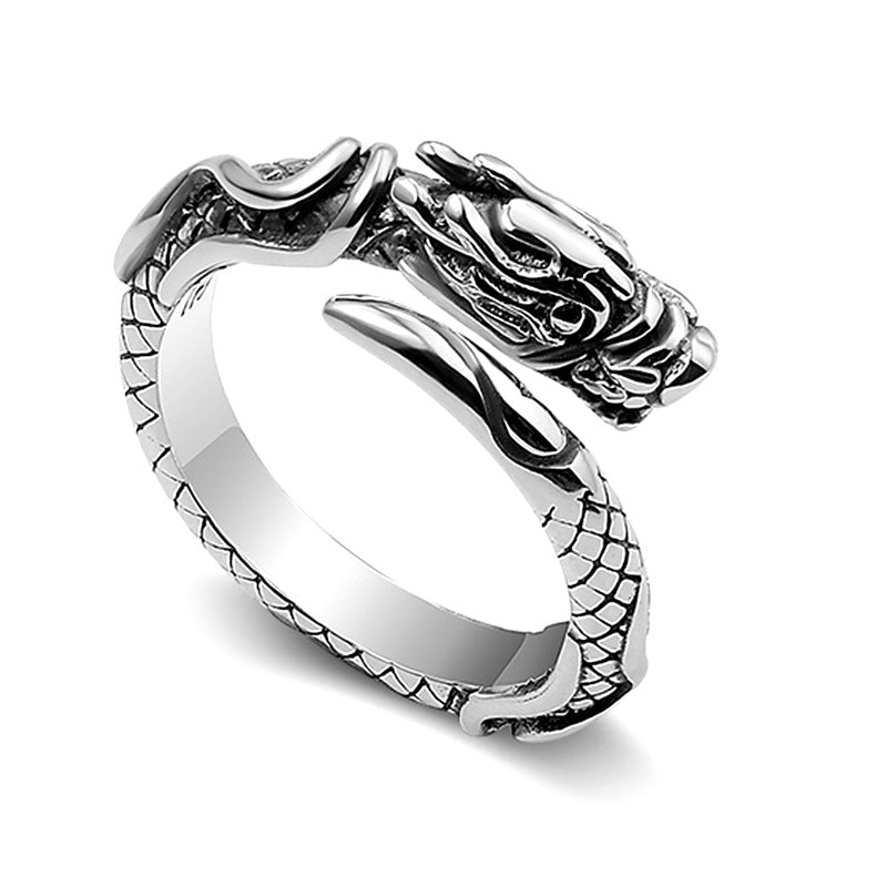 A Stainless Steel Dragon Ring with a dragon head on it, Maramalive™.