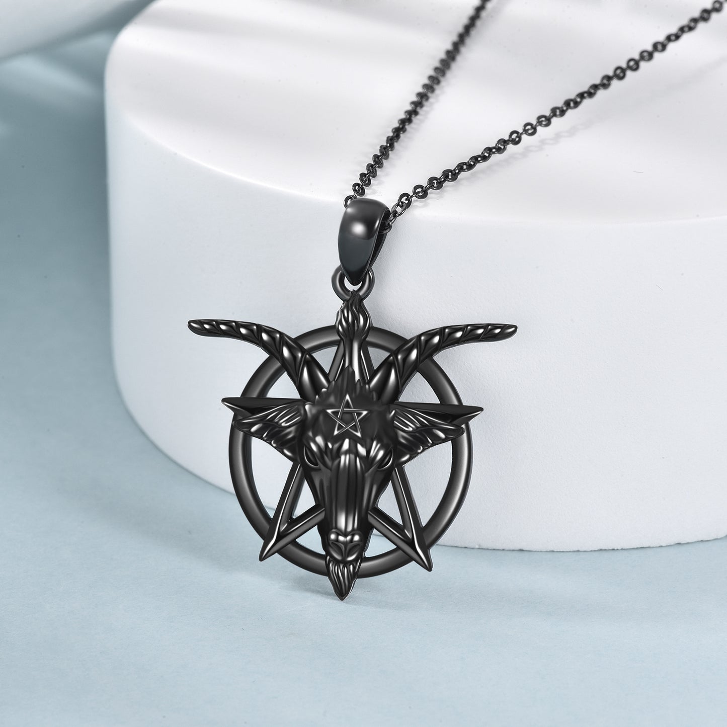 Baphomet Inverted Pentagram Necklace 925 Sterling Silver
